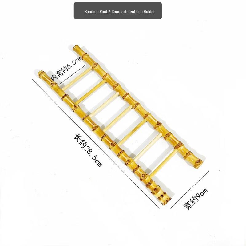 TLAKEHO Natural Bamboo Root 7-Slot Teacup Holder