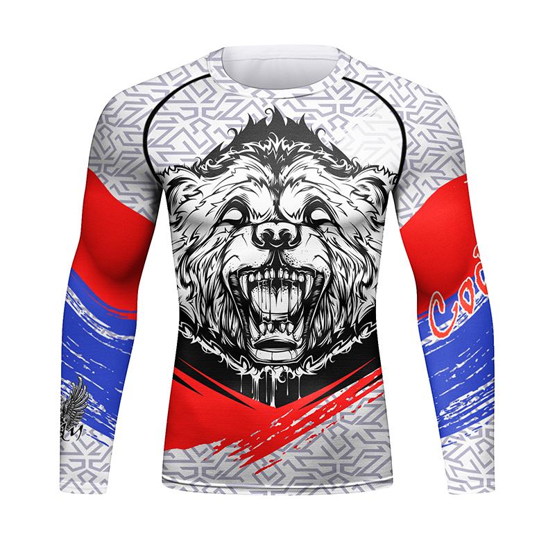 Custom Tattoo Men's Gym Compression Fitness Tshirt Masculine Sublimation Long Sleeve Rashguard BJJ Jiu Jitsu Boxing Jersey