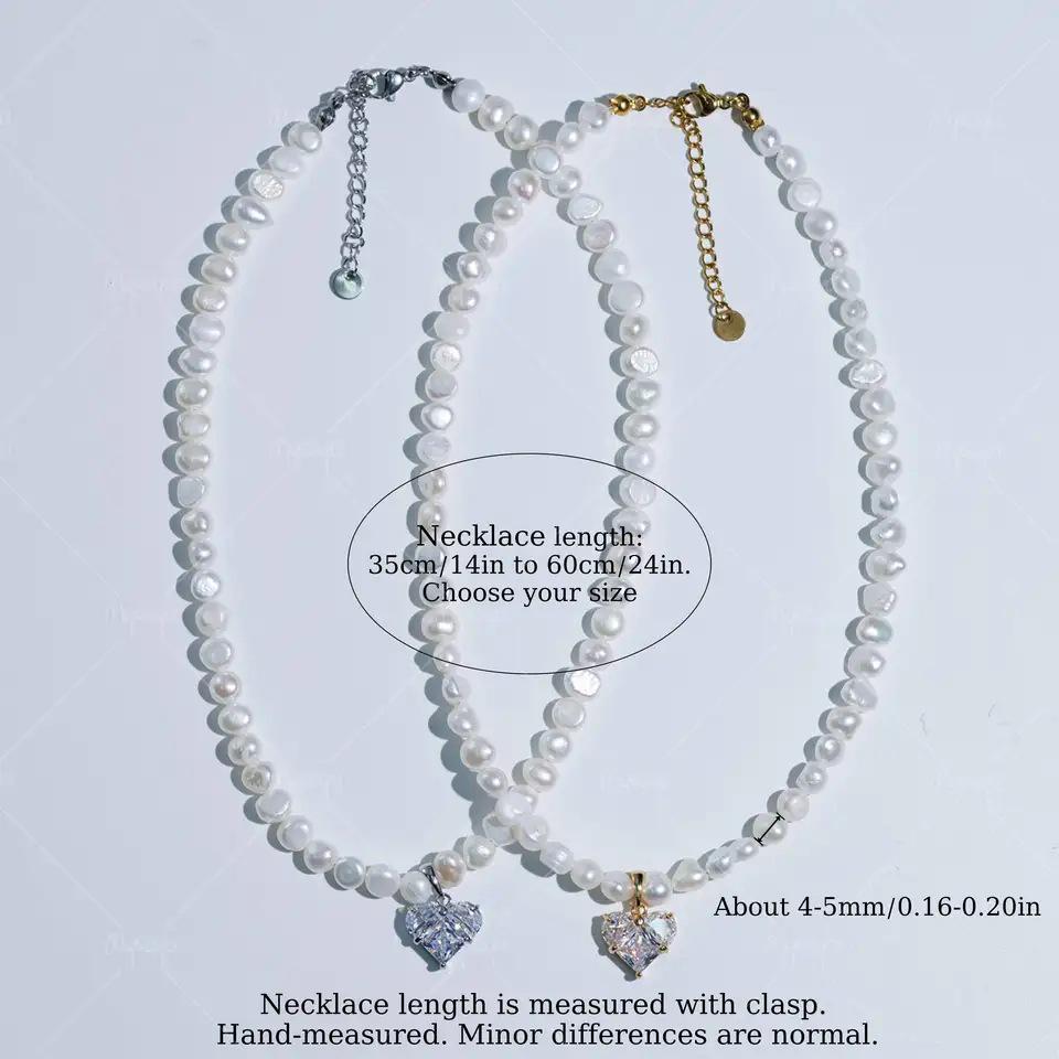 MYSOYA White Baroque Freshwater Pearl Necklace, 4-5mm, Gold/Silver Clasp - C512 35 cm (14 in) серебряный