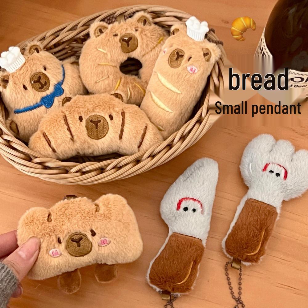Creative Food Pendant Girl Cartoon Capybara Plush Doll Bread Charm Decoration Accessory