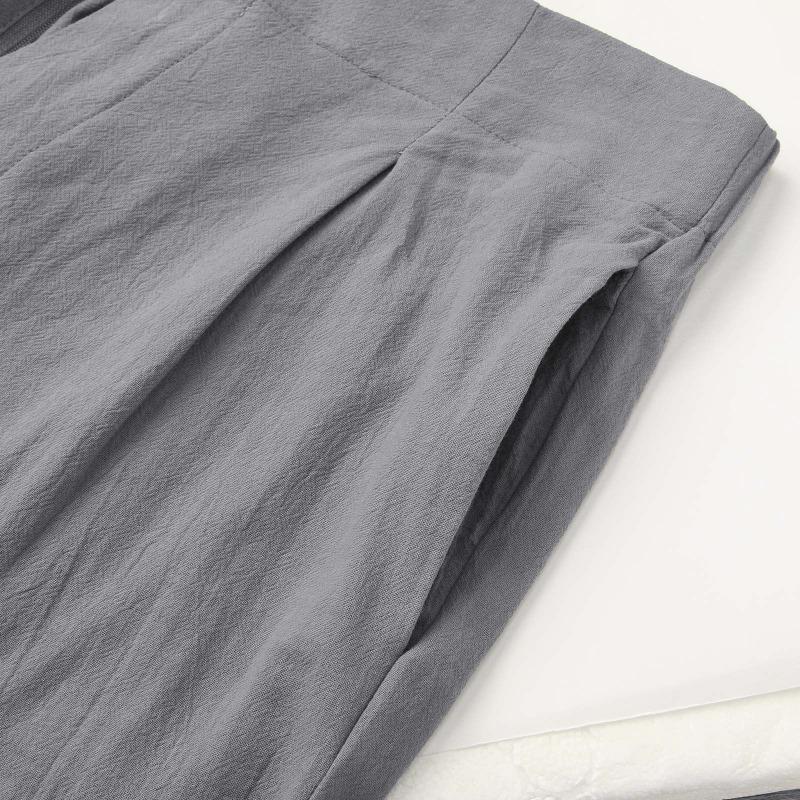 Women Solid High Waist Single Button Front Pleated Loose Wide Leg Comfort Casual Long Trousers