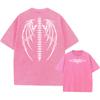 Oversized Wings Printed Tshirts Men Gym Vintage Heavyweight T Shirts Cotton Workout Acid Wash Baggy Tees Street Tops Unisex