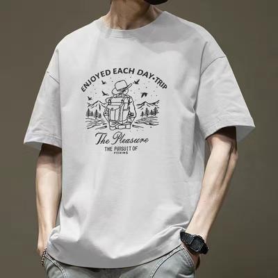 Short Sleeved Men's T-shirt Trendy Brand Heavyweight Pure Cotton 2025 Summer New Men's Clothing Korean Version Men's Loose Casual Top T
