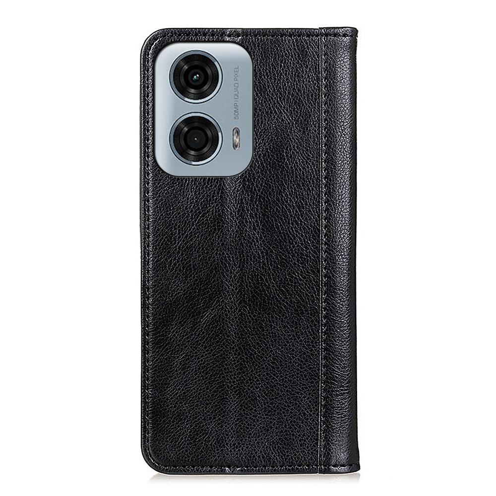 Priekš Motorola Moto E14 4G/G04 4G/G04s 4G/G24 4G Maciņš no šķeltas ādas, Telefona vāciņš ar magnētisku aizdari