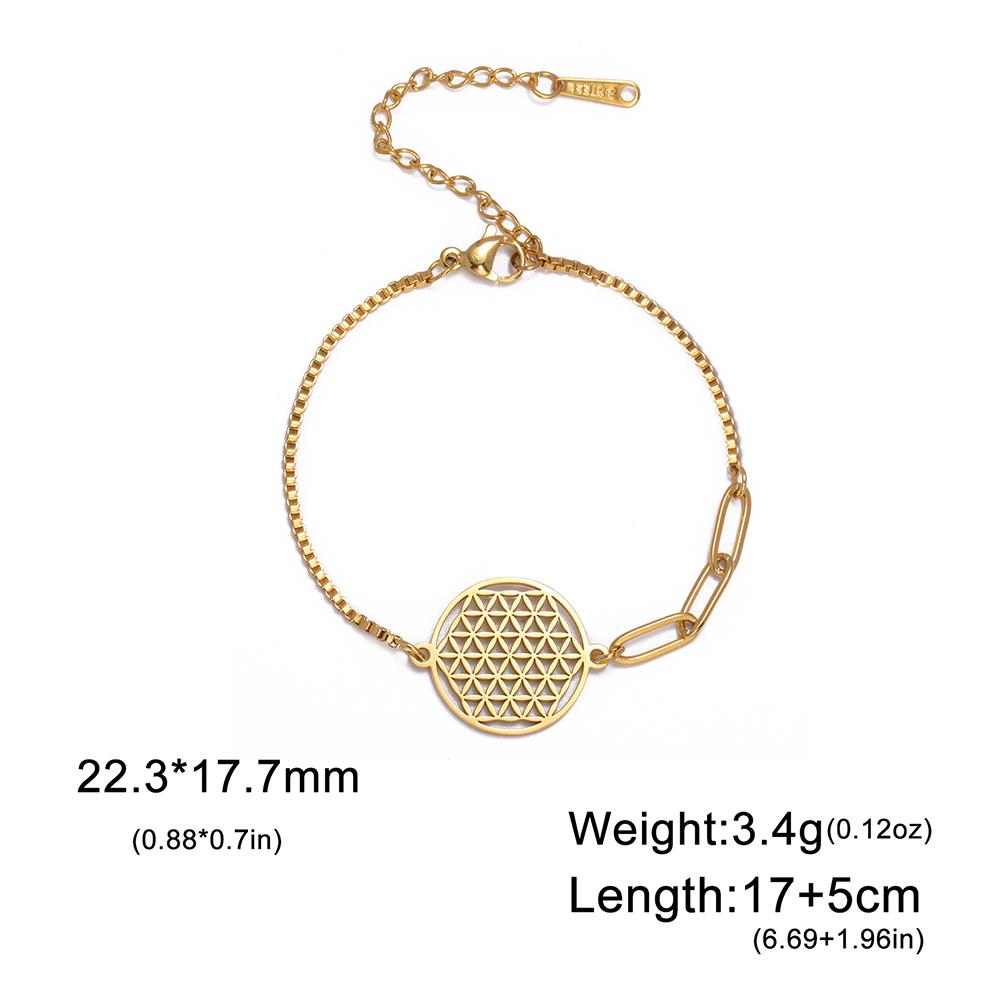 Dawapara Flower of Life Women Bracelet Mandala Sacred Geometry Yoga Meditation Amulet Stainless Steel Jewelry