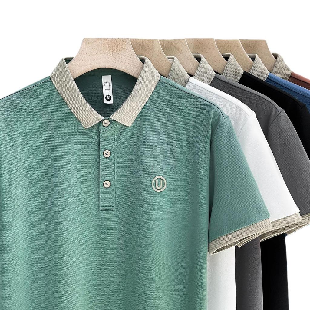 Men's Short Sleeve Slim-Fit Polo Shirt - Trendy Korean & British Style with Lapel