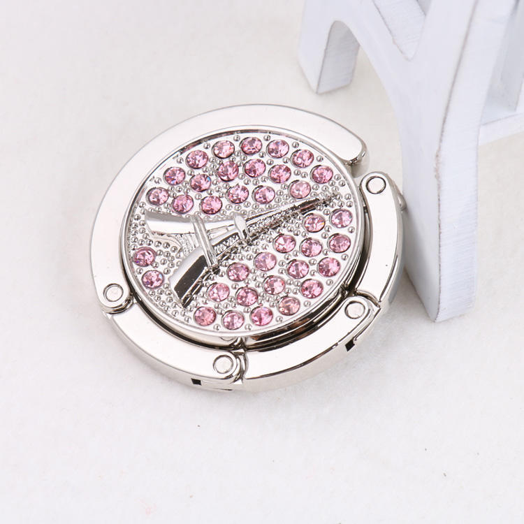 Rhinestone Eiffel Folding Purse Bag Hanger Handbag Hook Holder Safer