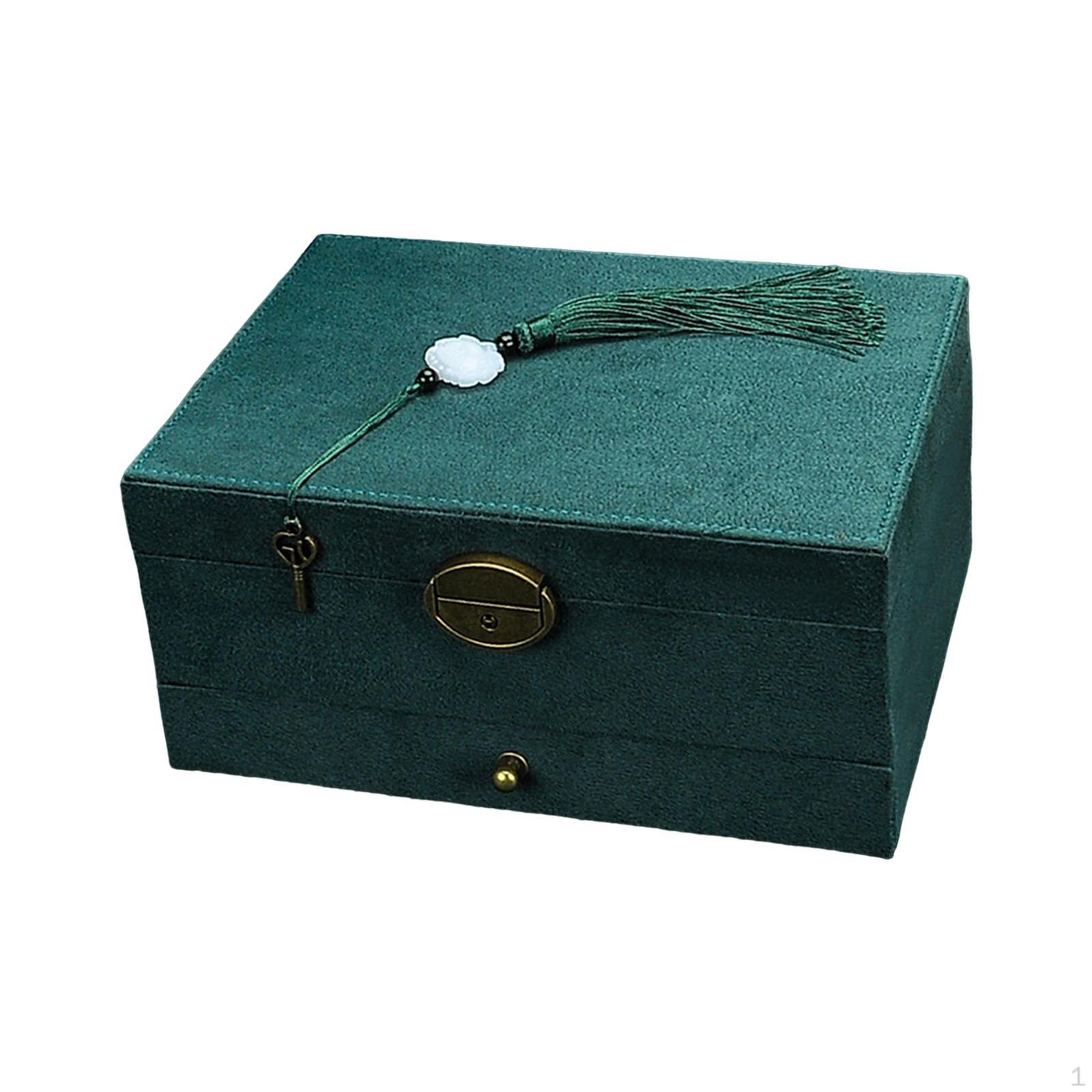 

3 Layer Jewelry Box Elegant Display Stand Earrings Holder Scratchproof Large Capacity Organizer for темно-зеленого