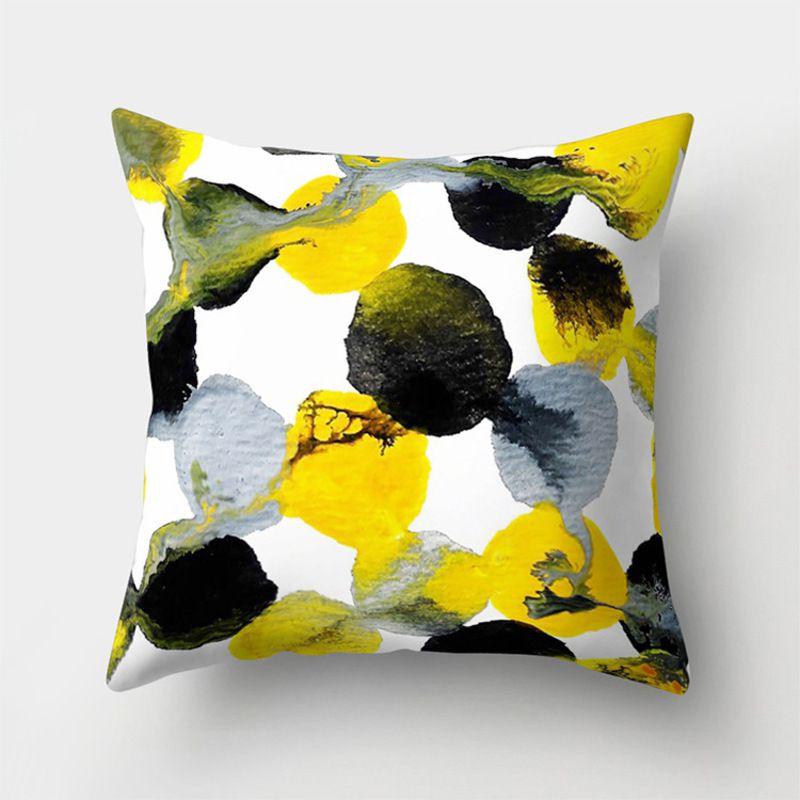 Yellow Geometric Cushion Cover For Home Sofa Decoration 18 Inch