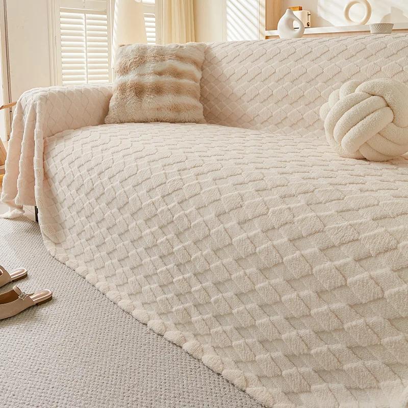 Winter Cotton Wool One-piece Sofa Cover Towel Thickened Warm Sofa Towel Winter Advanced Sofa Cushion Full Cover Towel Cloth
