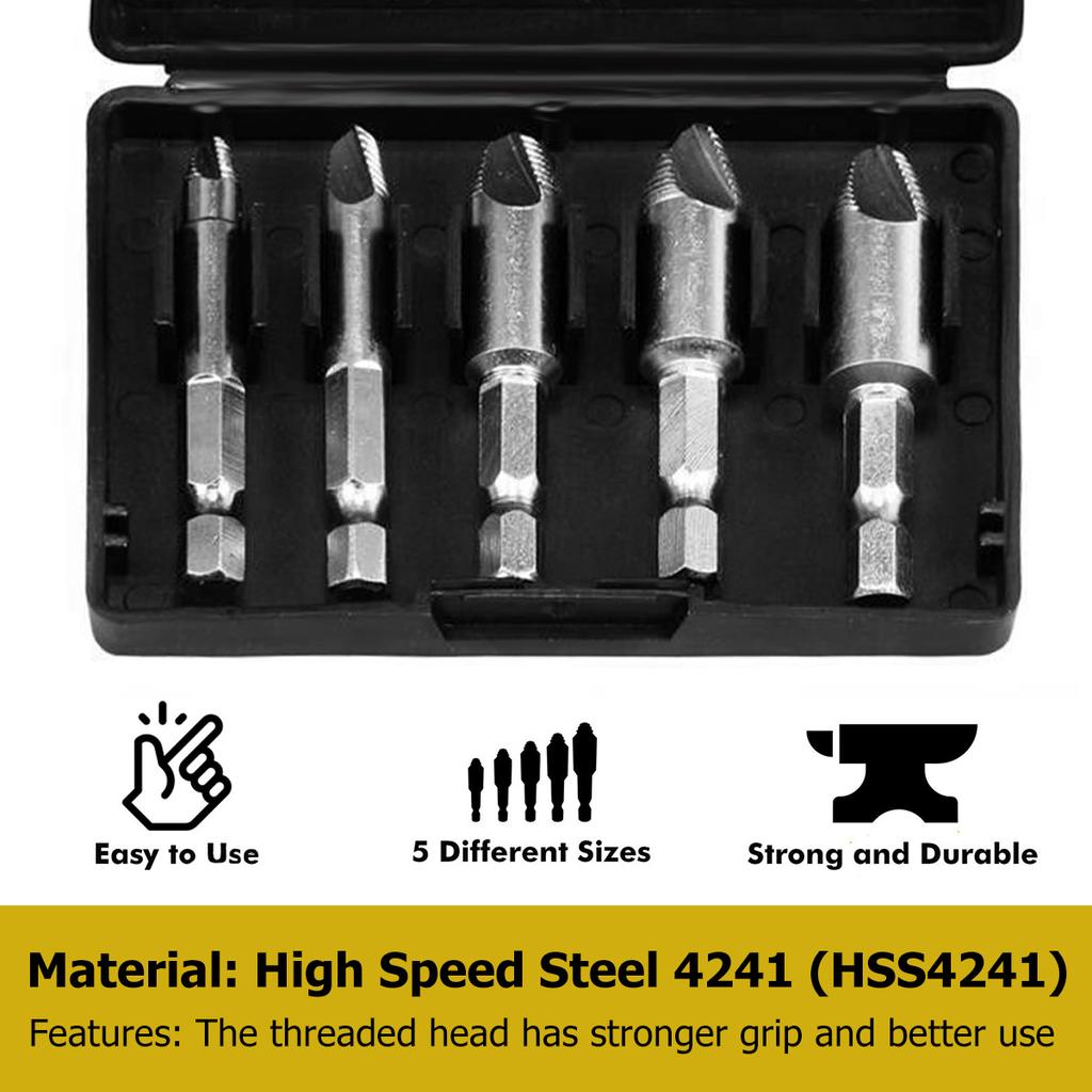 Damaged Screw Extractor Drill Bit Set 1/4 Inch Hex Shank Damaged Bolt Screw Stud Extractor Extractor