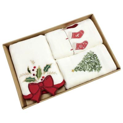 Lot de 3 serviettes de toilette de Noël en pur coton pour salle de bain, cuisine, lavabo