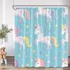 Cartoon Kids Bath Curtains Birds Rainbow Unicorns Cute Cats Fish Funny Animals Bathroom Decortaion Shower Curtain With Hooks