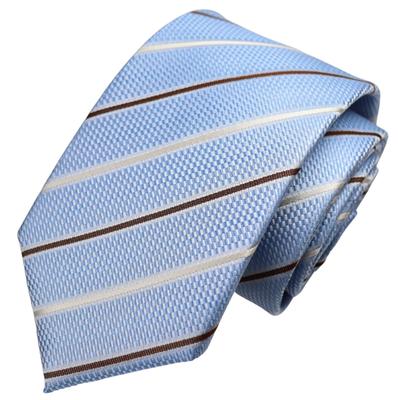 Michiko London Bonded Fabric with Lining for Made In KOSHINO Striped Silk Wrinkle-Resistant Volume, Japan, Tie, 100% Silk, Unisex, MKJ-037 (Blue)