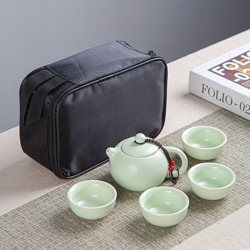 Portable ceramic Xishi pot travel kung fu tea set real estate souvenir