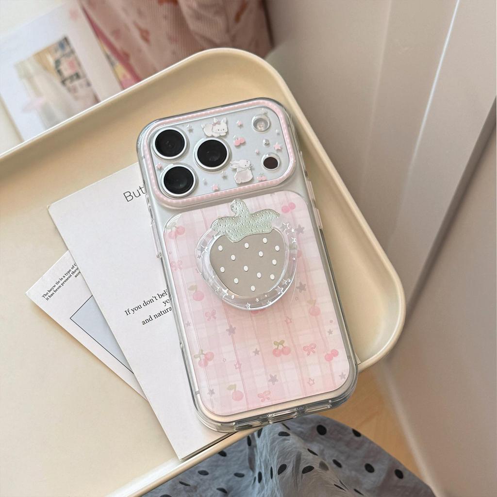 Creative Strawberry Stand Phone Case for iPhone 16, iPhone 17, and iPhone 17 Pro Max
