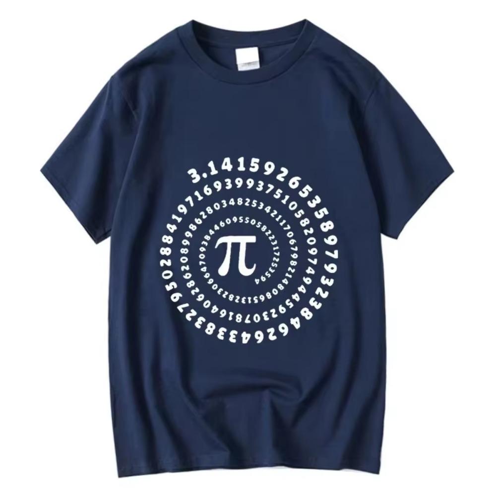 2025 Men's High Quality 100_ Cotton Funny Pi Design Print Summer Loose O-neck Men Tshirt Short Sleeve T-shirt Male Tees Tops