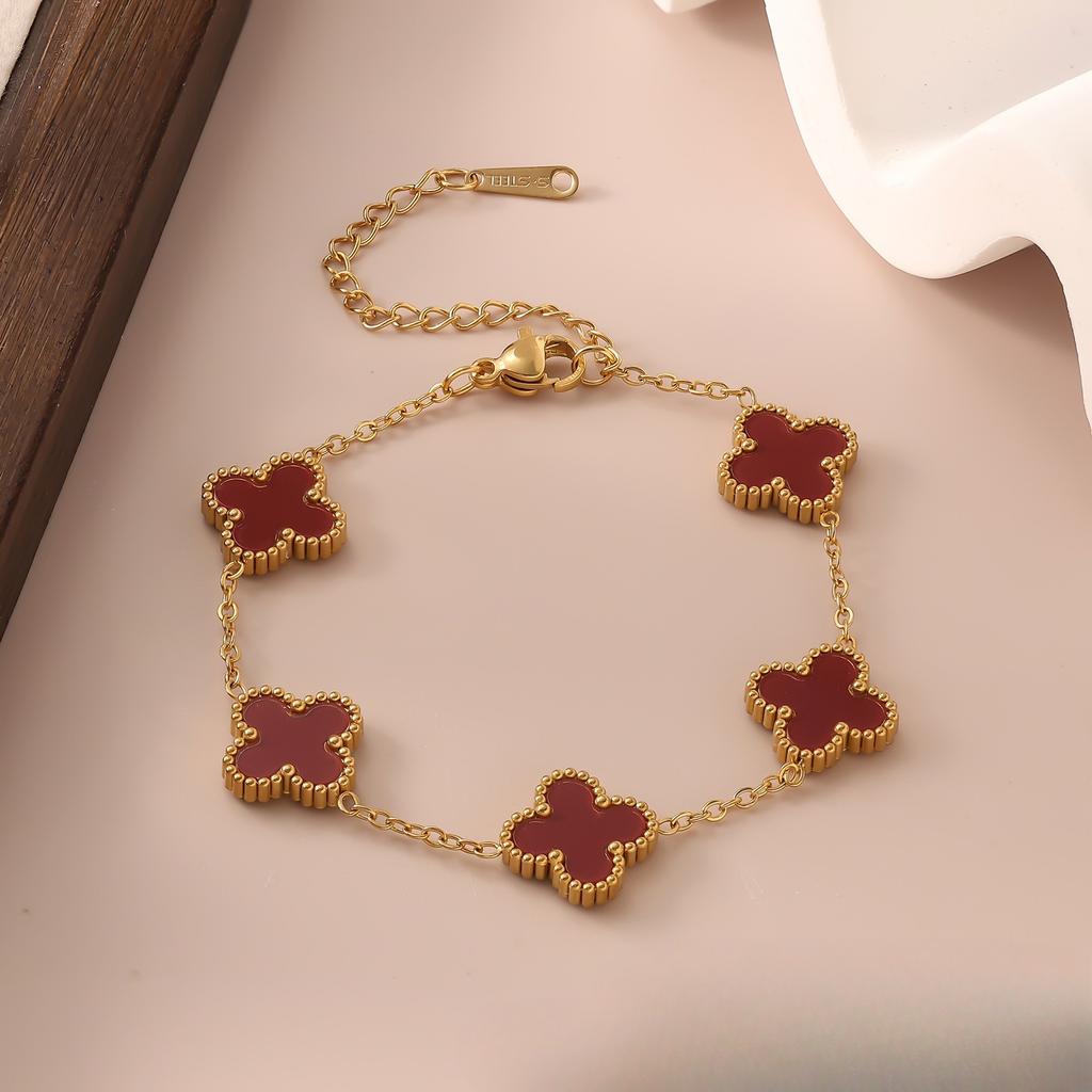 13mm Four-Leaf Clover 18k Bracelet Lucky Clover Simple and Versatile Non-Fading Titanium Steel Jewelry