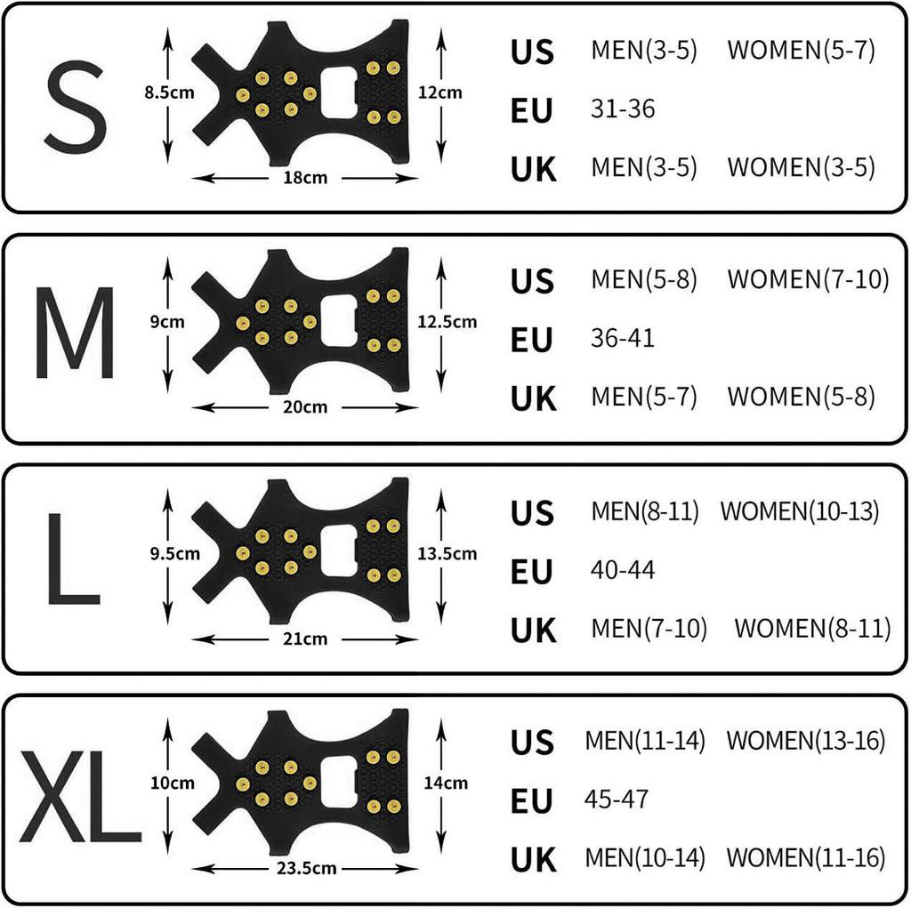 10-Spike Ice & Snow Anti-Slip Shoe Covers for Outdoor Activities - Silicone Cleats for Mountaineering & Rock Climbing Traction