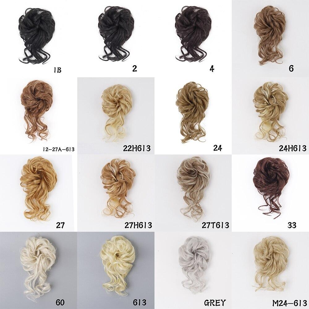 MERISIHAIR Damen-Haarknoten aus Kunstfaser, unordentlicher Chignon, lockiges Haar, elastischer unordentlicher Chignon für Damen, Haarteile, Schwarz, Braun