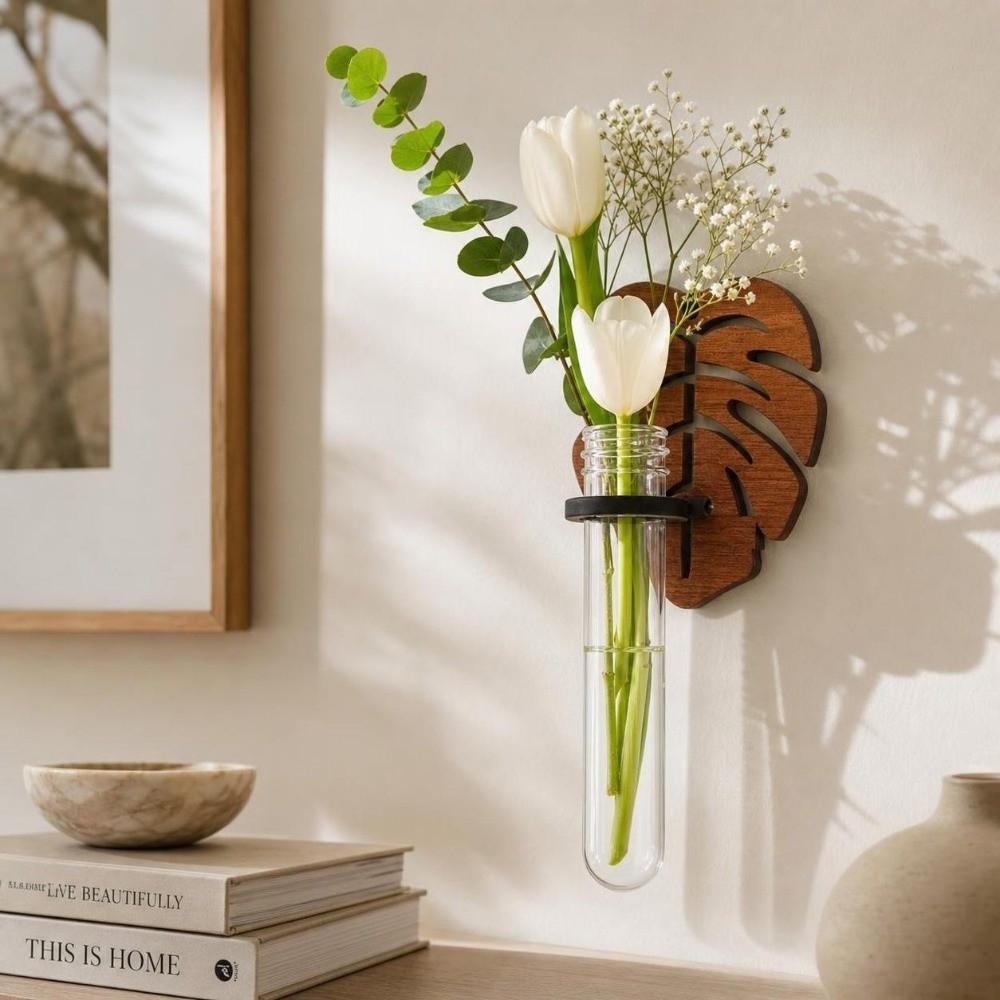 Wooden Hydroponic Planter Shelf Vase Wall Decoration Wall Shelf Wall Mounted Planter Home Decor
