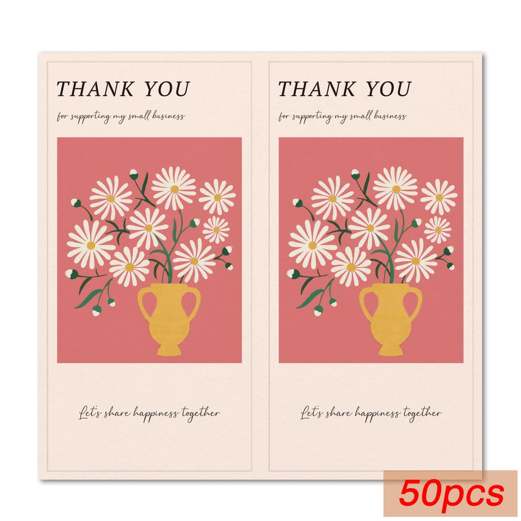 50 Pcs Flower Thank You Stickers Seal Labels For Gift Or Commodity Decor Stickers Small Business Packaging Sealing Stickers