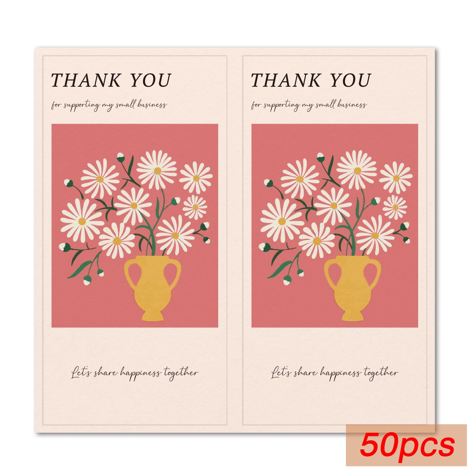 

50 Pcs Flower Thank You Stickers Seal Labels For Gift Or Commodity Decor Stickers Small Business Packaging Sealing Stickers