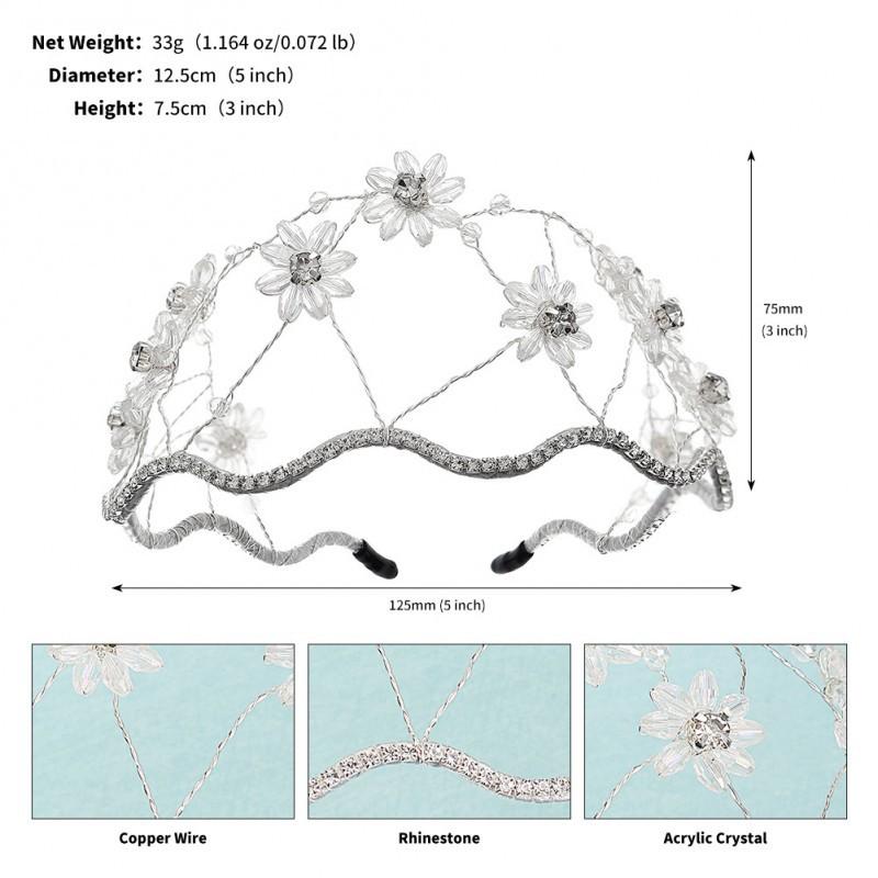 

Wedding Bride Headwear Retro Rhinestones Grid Headband All-match Hair Press Handmade Crystal Flower Women