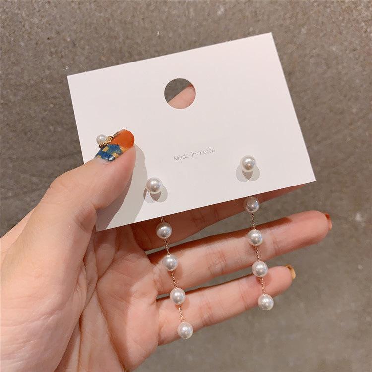 

2026 New Classic Elegant Imitation Double Pearl Dangle Earrings For Women Crystal Long Tassel Drop Earring Wedding Jewelry Gifts
