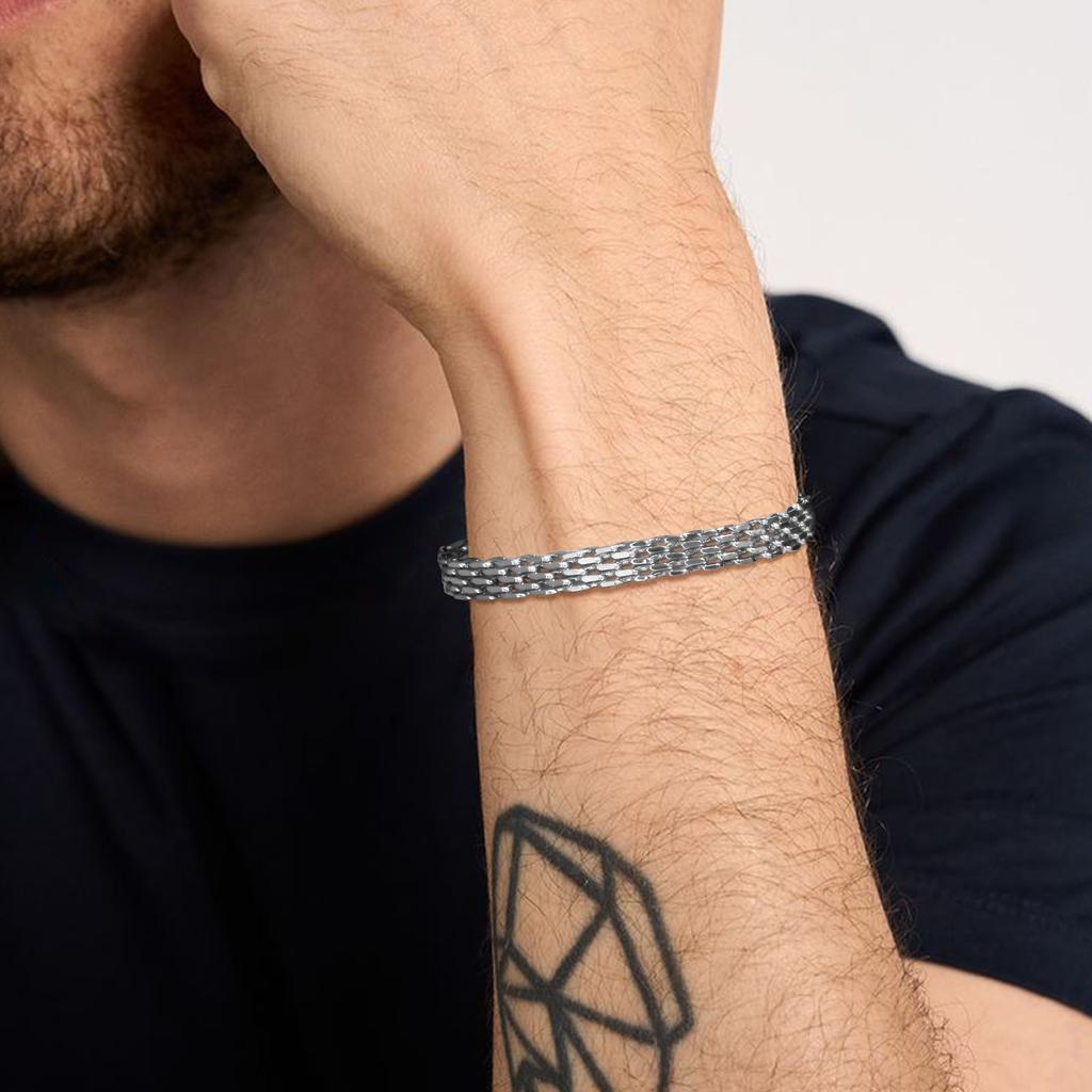 6MM Mesh Chain Bracelets for Men Boys,Waterproof Stainless Steel Italian Link Wristband,Simple Jewelry Gifts,19/21CM