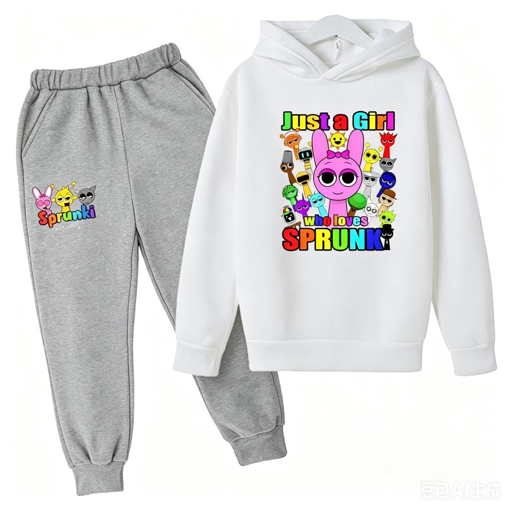 Haine Copii Sprunki Hanorac+pantaloni Vârsta 2-12 Băiat Fată Figurine Anime Incredibox Bluză Primăvară Toamnă Pulover pentru Copii Seturi