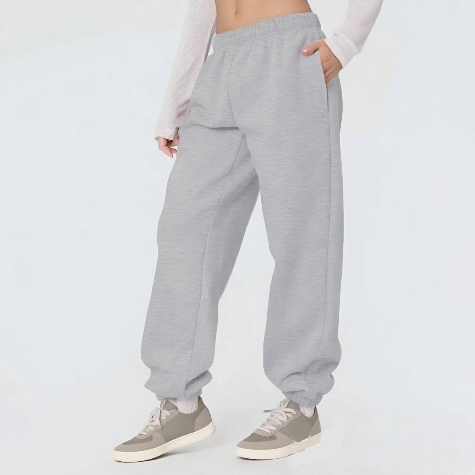 

Женские спортивные штаны с карманами Осень Зима Флисовая подкладка Теплые Однотонные M