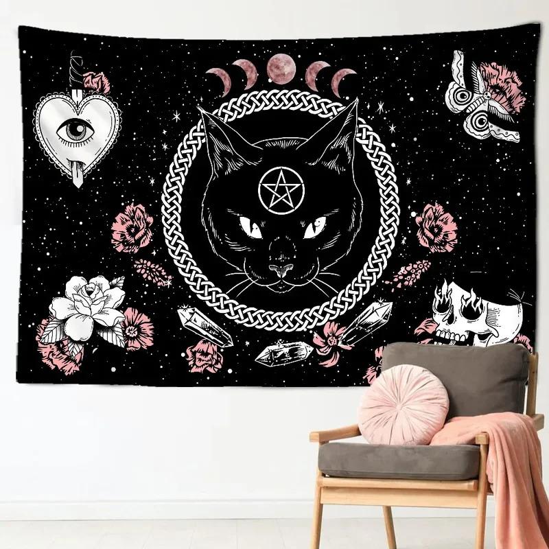 Cat Witchcraft Tapestry Wall Hanging Mystical Divination Baptism Living Room & Bedroom Wall Decor Tapestry Room Decor