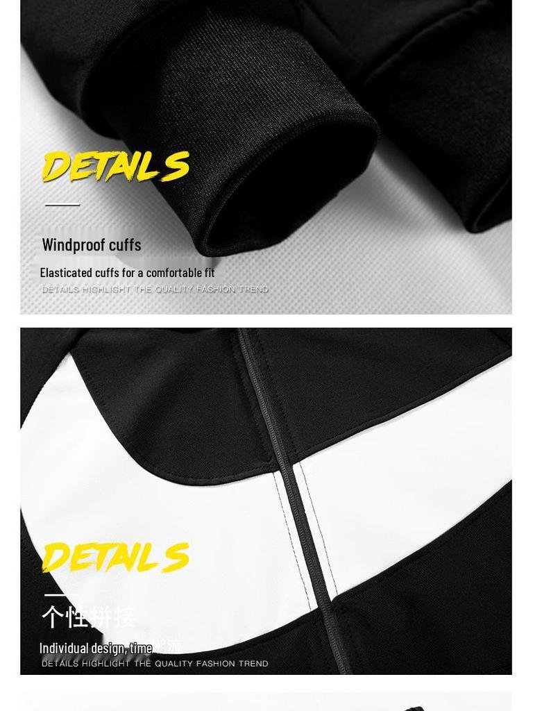 Pánský sportovní set kardigan s kapucí 2024: Dvoudílná ležérní tepláková souprava na běhání, jaro a podzim