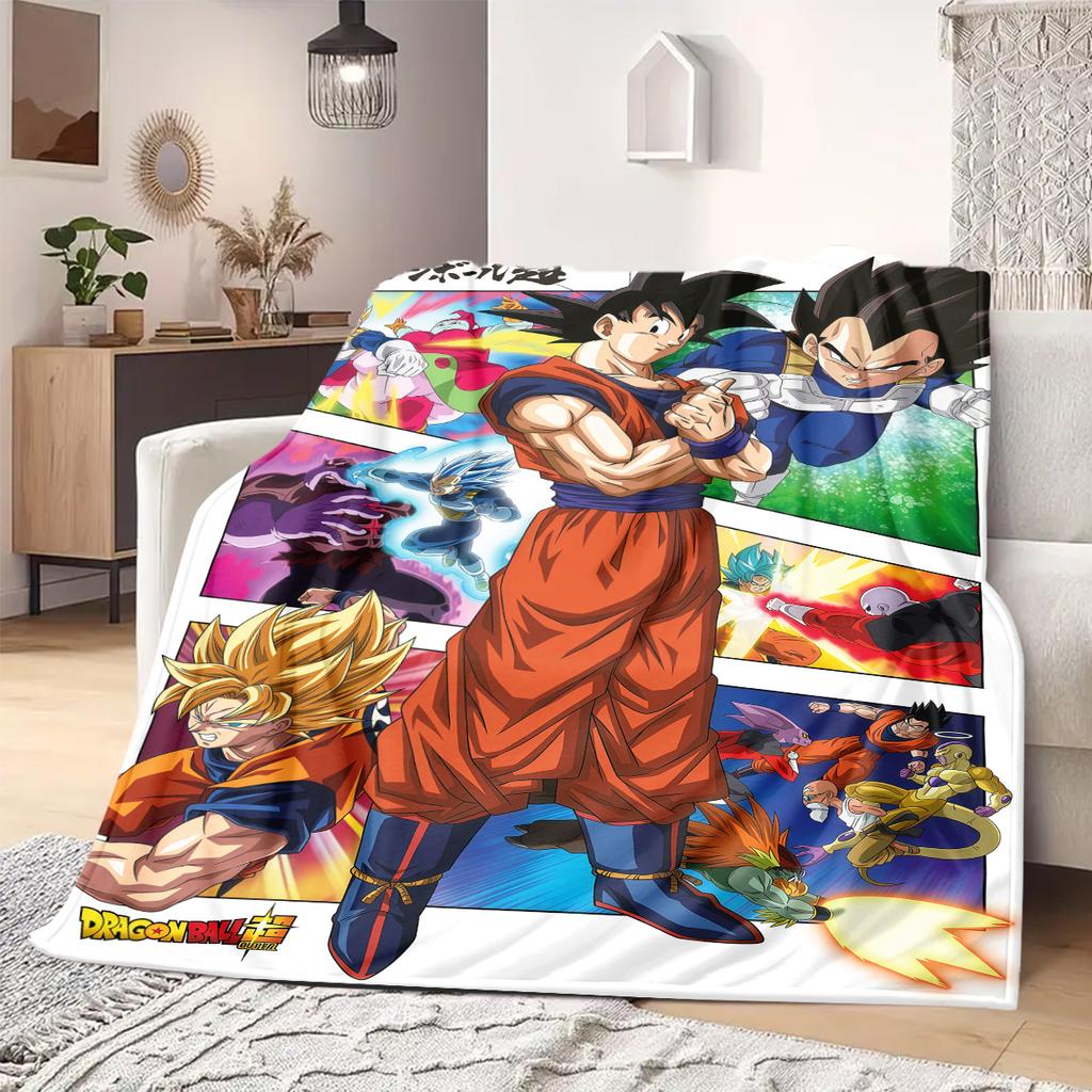 Cute Cartoon Son Goku Print Blanket Warm Comfortable Flannel Blanket Suitable for Bedrooms,Sofas, Beds, Chairs,Travel -QIAO6