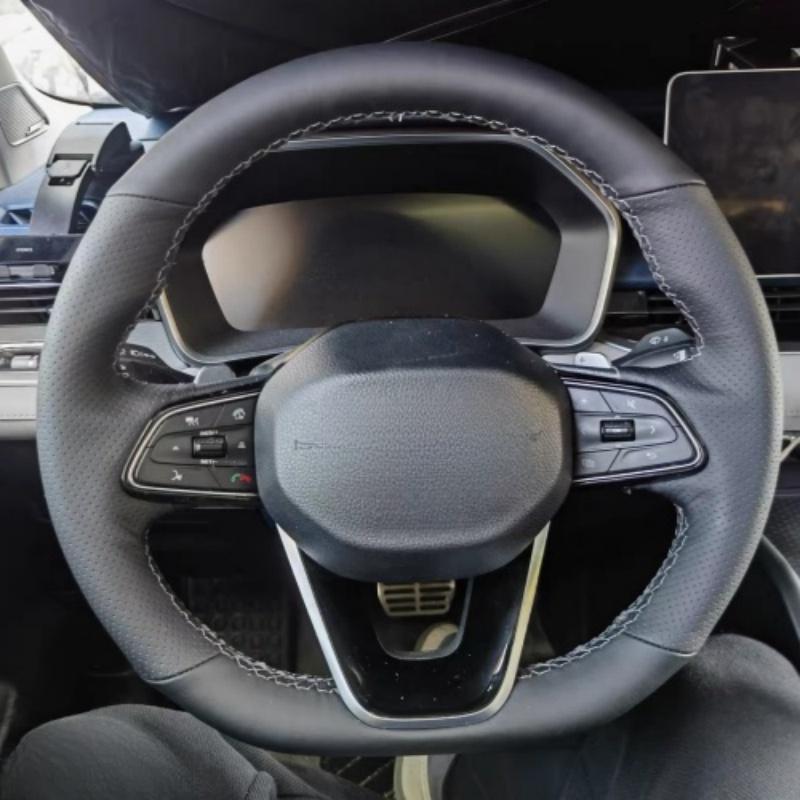 Car Steering Wheel Cover Microfiber Leather Ventilation For Geely Monjaro Okavango - 2024 Atlas Emgrand D Car Accessories
