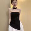 High Sense Black Spice Girl Tube Top Women's Summer New Fashion Temperament Irregular Slim Slim Top
