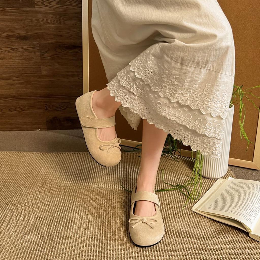 Bow single shoes spring new thick-soled Mary Jane gentle wind with skirt lazy one pedal sweet single shoes woman