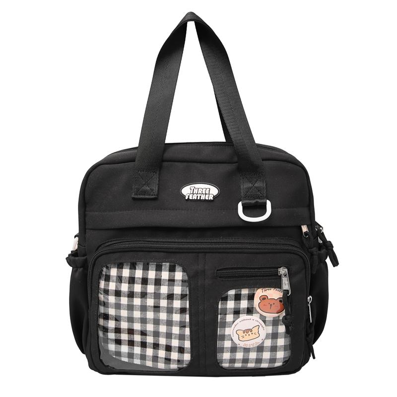 

Студенческая сумка через плечо в студенческом стиле, женский рюкзак большой вместимости, многофункциональная сумка через плечо чёрный