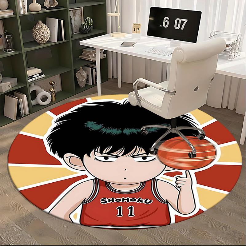 1pc Slam Dunk Anime Design Round Carpet - Shohoku Basketball Team Chair Mat
