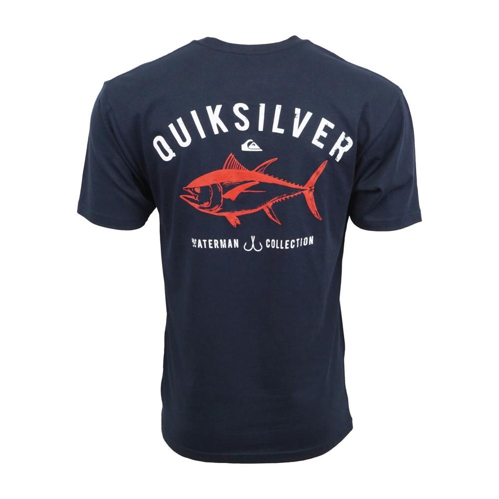 QUIKSILVER МУЖСКАЯ ФУТБОЛКА С РИСУНКОМ РЫБЫ ТУНЕЦ СИНИЙ ГРАФИЧЕСКАЯ ФУТБОЛКА Унисекс M