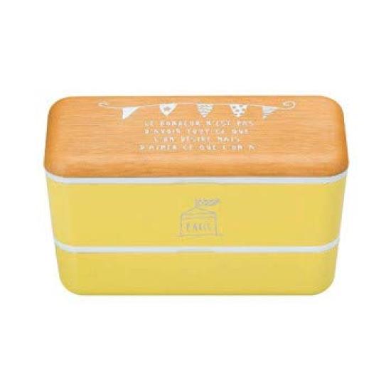 Masakazu PARIS Long Rectangular Nest Lunch Garland Lunch Mokume X Box, Yellow, 45-75755-0