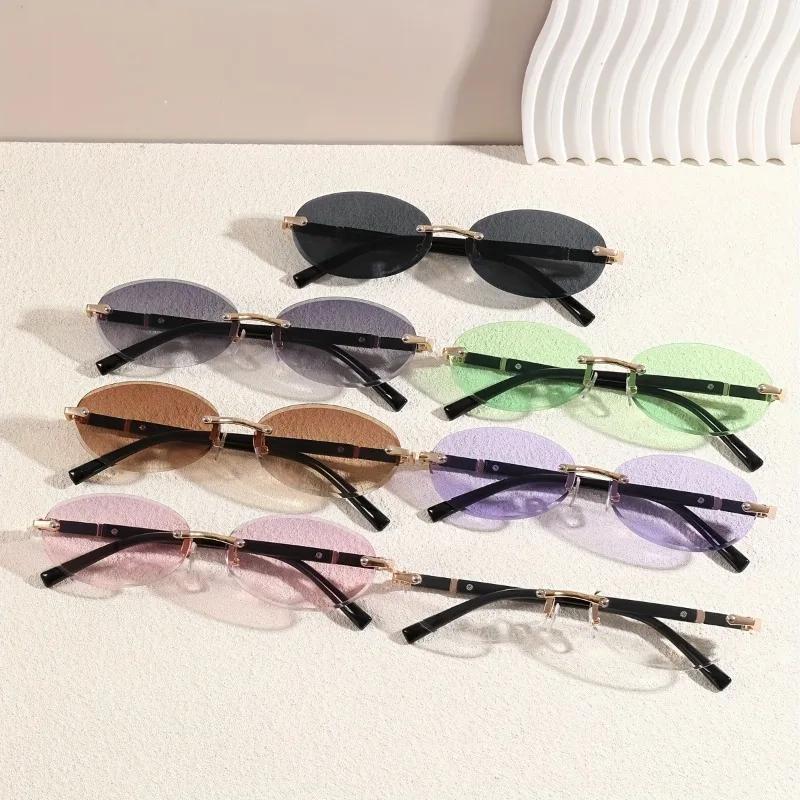 Fashion Vintage Small Frame Oval Metal Sun Glasses for Men Women Cycling Outdoor Summer Colorful UV400