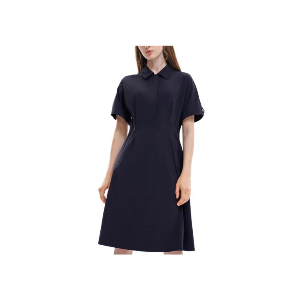 FILA Logo Woven Loose Polo Short Sleeve Dress Women Dresses Legendary-Blue F11W334303FNV