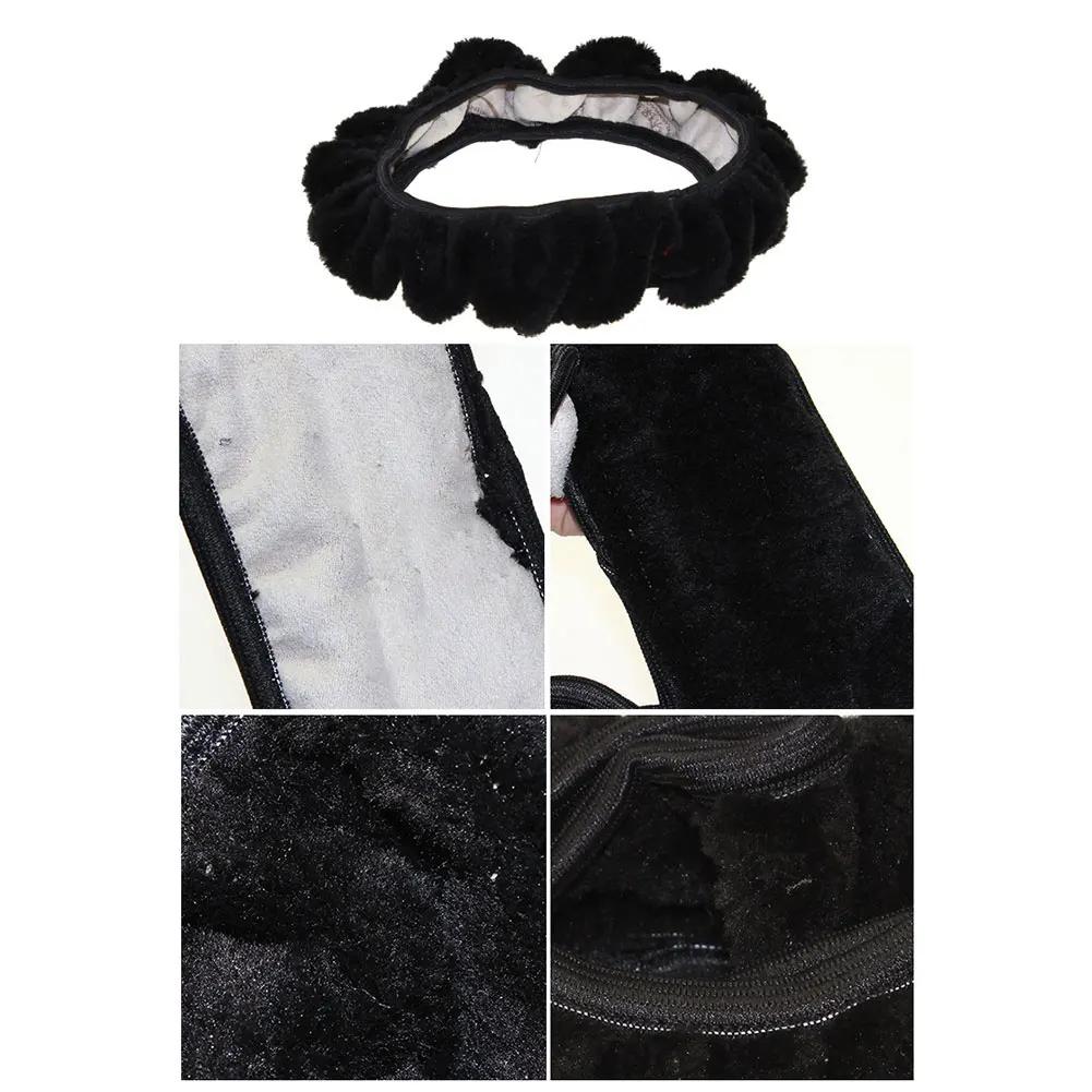 Soft Plush Car Steering Wheel Cover Universal  35-40cm Winter Warm Auto Steering Cover Soft Plush For Car Interior Accessories