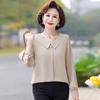 Mom's Spring and Autumn Chiffon Shirt Long Sleeve Middle Aged and Elderly Women's Top Clothes Spring Clothing