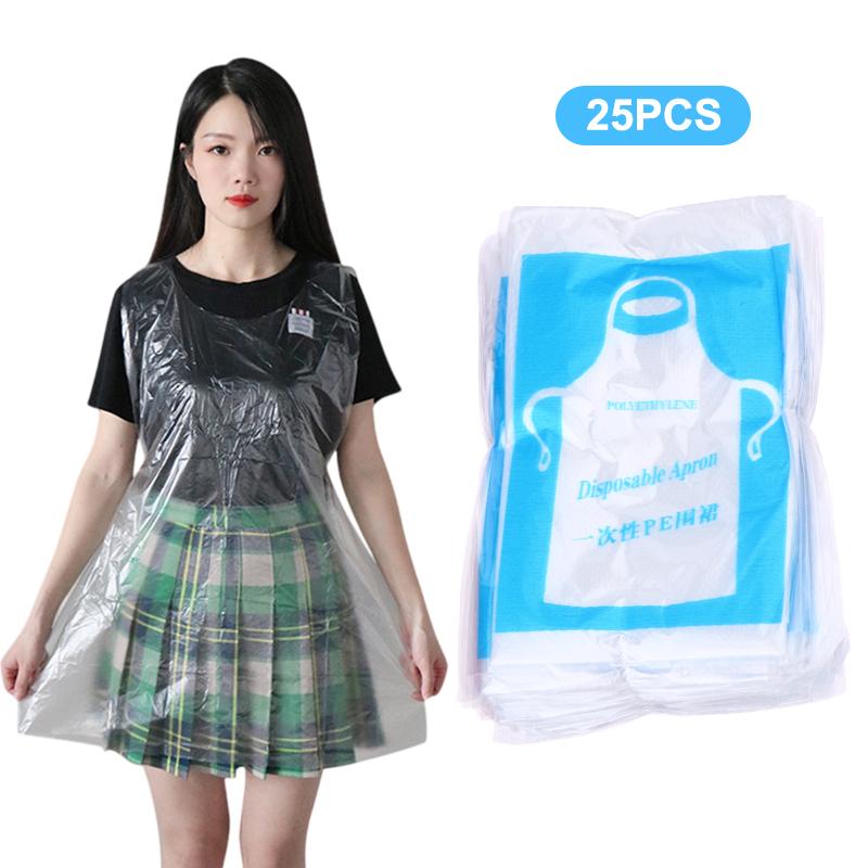 

25 шт. Одноразовые фартуки Прозрачный пластиковый художественный фартук Водонепроницаемый для взрослых детей Рисование Вечеринка Готовка Домашняя работа Пикник Поделки своими руками one size