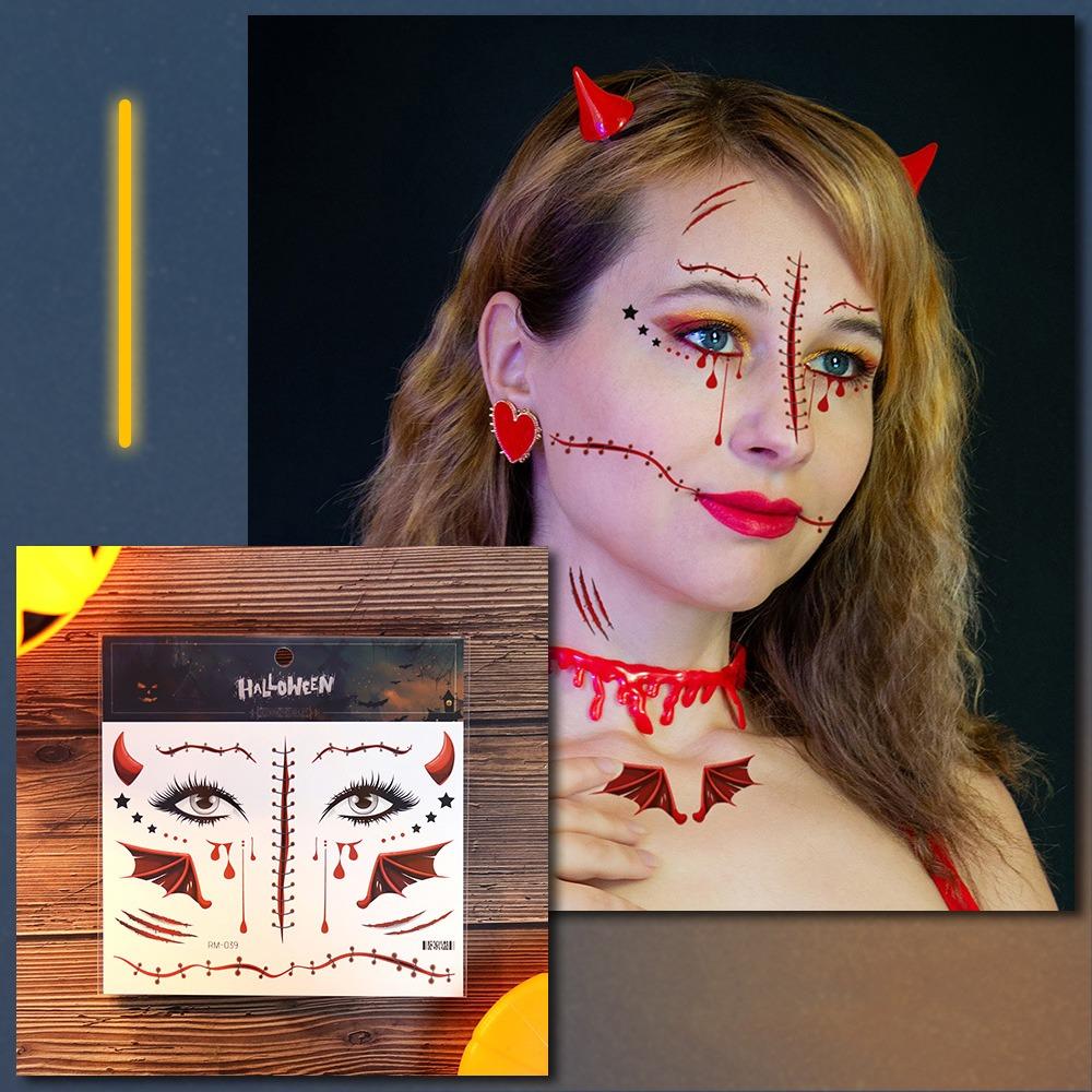 Waterproof Face Decorations Sticker DIY Temporary Scar Stickers Body Art Decals Halloween Party