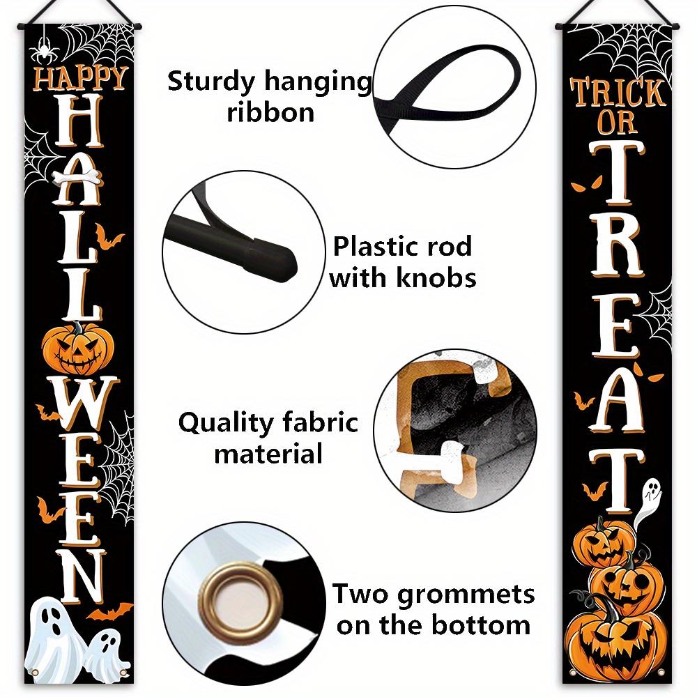 Halloween Porch Sign Pumpkin Spider Web Courtyard 1 Pair Polyester Indoor Outdoor Decor