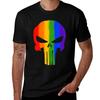 Gay Pride Skull Tshirt Minimalist Casual Short Sleeve Top
